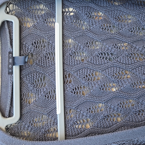 Soma, Dark Grey lacy weave Sweater Wrap with tie front, Fairy, whimsigoth,Cotton - Picture 5 of 7